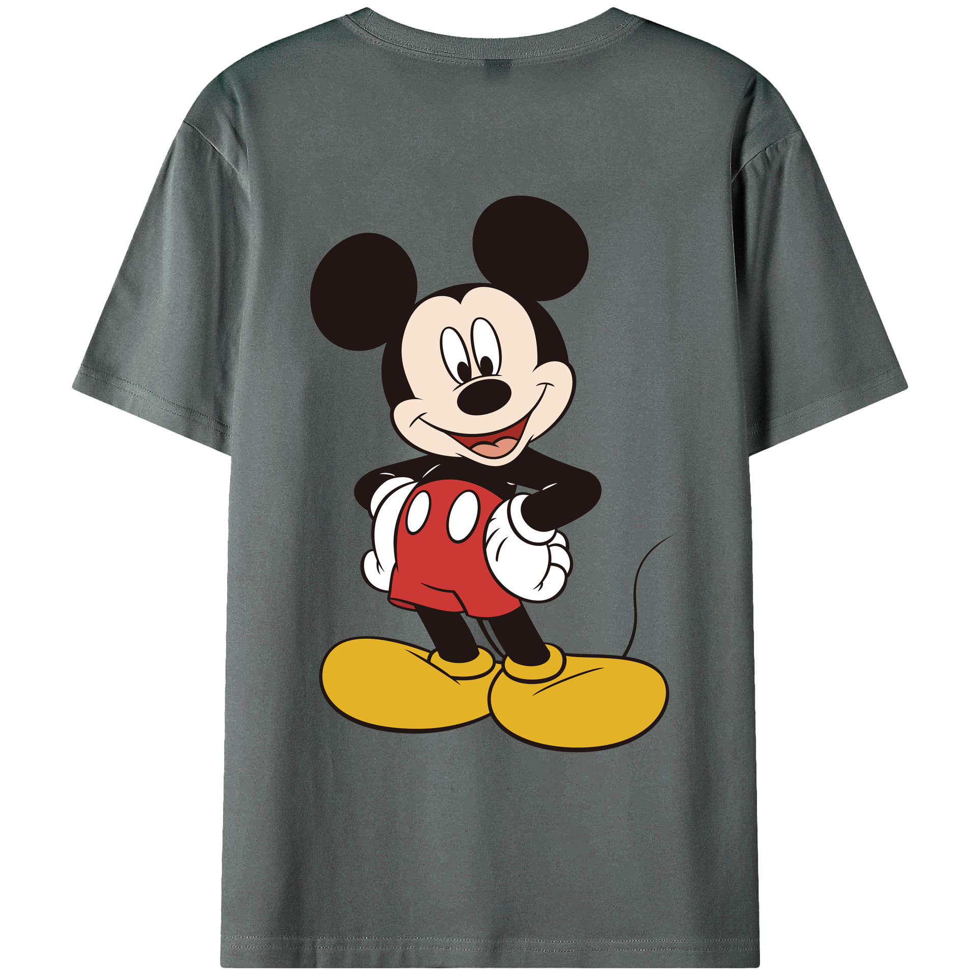ミッキーマウス Mickey Mouse 綿100％ メンズ半袖Tシャツ（バックプリント） 通気性